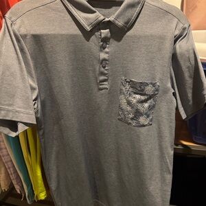 Travis Mathew Gray Polo with Floral Pocket